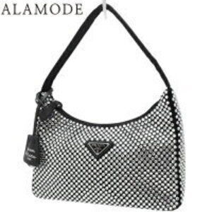 Prada Re Edition Nylon Bag Shoulder Rhinestone Crystal Satin Black